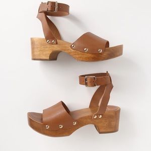 Lulus Willy Cognac Leather Open-Toe Clog Sandals